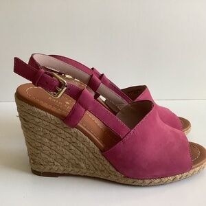 Kate Spade New York Bowdon Pink Suede Espadrille Wedge Sandal Sz 8.5